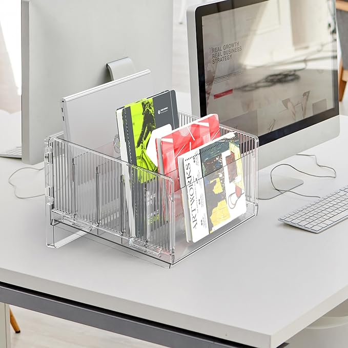 File Sorter Organizer 5 Sections Acrylic Letter Tray for Desk Mail Organizer Letter Holder for Envelopes Mail Electronics 1Pack