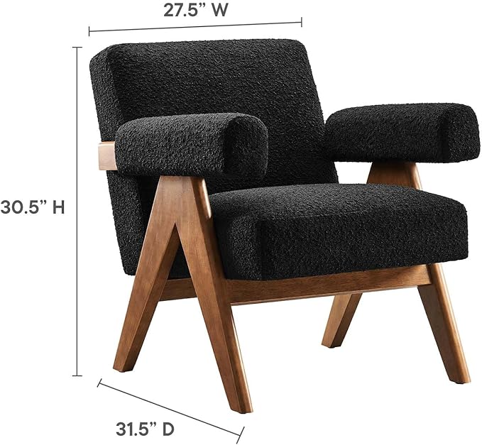 Modway EEI-6502-BLK Lyra Boucle Fabric Armchair Black