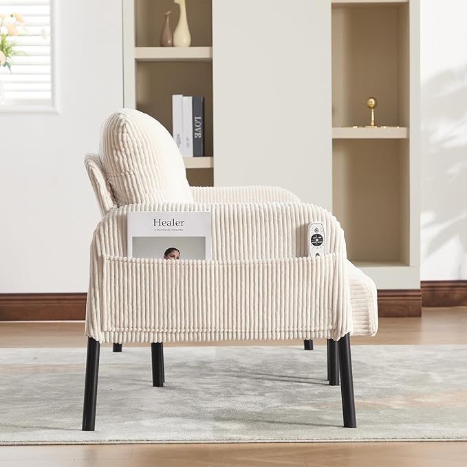 67 3 Seater Modern Couch Sofa Corduroy Fabric Upholstered Sofa for Small Space Living Room Bedroom Apartment Beige