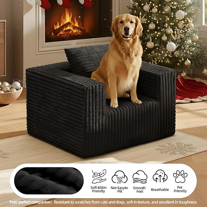 Single Cloud Sofa Giant Bean Bag Chair with High Backrest &amp Wider Armrest Foam Boneless Couch for Small Spaces Comfy Furry Sofas with Pillows for Living Room Bedroom Apartment Dorm Office