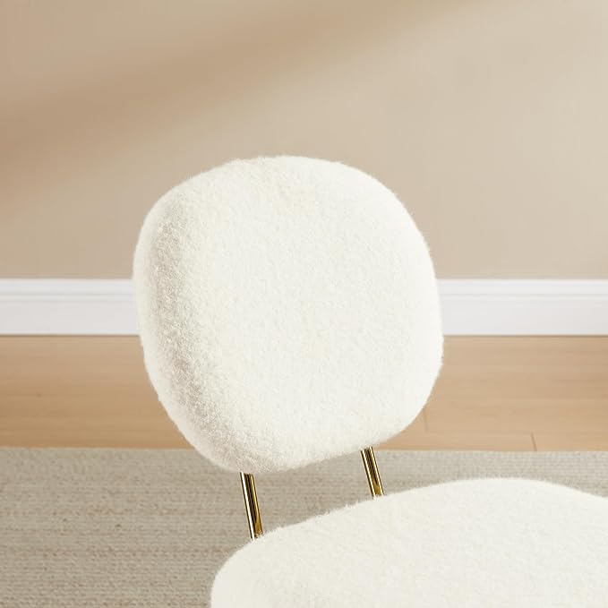 Zouron Living Room Chairs Set of 2 Fabric Armless Accent Chairs Upholstered Slipper Chairs for Bedroom Study Nursery White