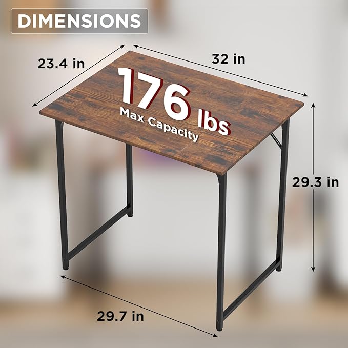 FDW 32 inches Office Small Computer Desk/Home Office Desk/Study Student Writing Desk/Modern Simple Style DeskBrown