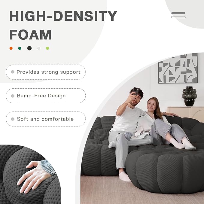 WJShome Modular Sectional SofaBubble Couch Set1 Seater+ OttomanModern Upholstered Bean Bag Sofa Couch Mesh Fabric Lazy Floor Chair Living Roon Sets (Dark Gray)