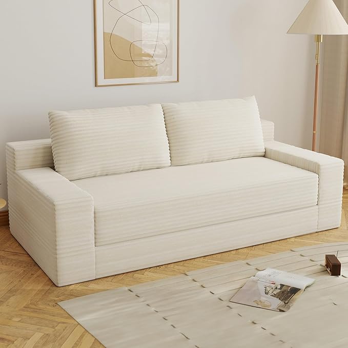 70.78 Loveseat Sofa Modern Small Corduroy Couch Comfy Deep Seat for Living Room Bedroom Home Office Apartment No Assembly Beige