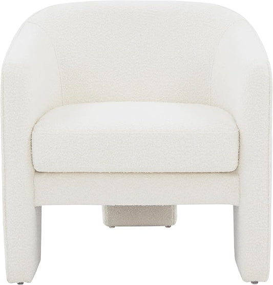 SAFAVIEH Couture Collection Londyn Mid-Century Modern Ivory Boucle Upholstered Accent Chair (Fully Assembled)