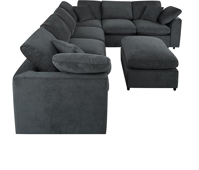 124.8 W Modular Sectional Sofa L Shaped Modern Couch with Ottoman Deep Seat and Wide Chaise for Living Room Gray
