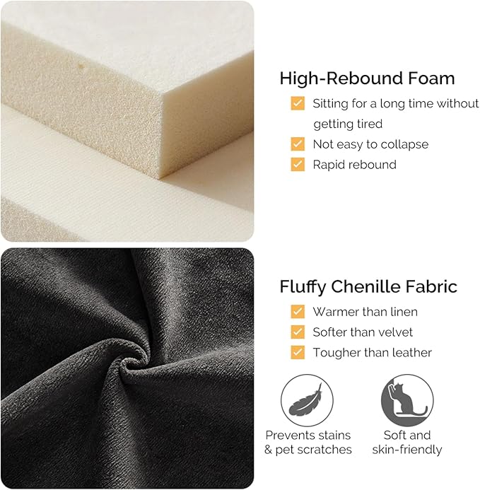 139 Oversized Modular Sectional Sofa Set Chenille Cloud Boneless Couch with Removable Backrests &amp Soft Pillows No Assembly Required DIY Upholstered Sofa Bed for Living Room (Dark Gray)