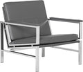 Atlas Modern Accent Chair in Blended Leather Chrome / Gray