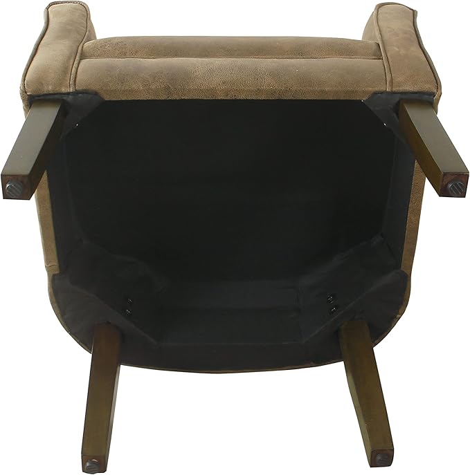 HomePop Modern Barrel Accent Chair Dark Brown Faux Leather