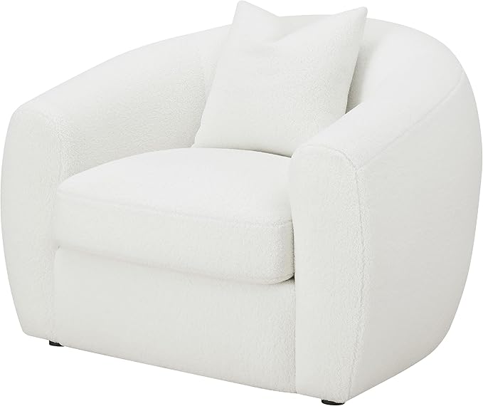 Coaster Home Furnishings - Isabella - Upholstered Accent Chair with Curved Backrest Sloped Armrests and Black Legs - Living Room - Ivory - 509873