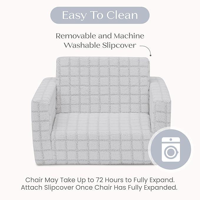 Delta Children Checkered Cozee Flip-Out Chair Grey