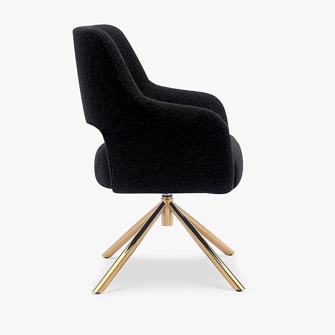 WestinTrends Genevieve Mid-Century Modern Wide Boucle Swivel Accent Arm Chair Black