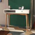 Home Office Desk Computer Desk with Storage Drawers Laptop PC Workstation with Storage Compartment Writing Study Desk with Solid Wood Legs for Home Office Bedroom Study Living Room