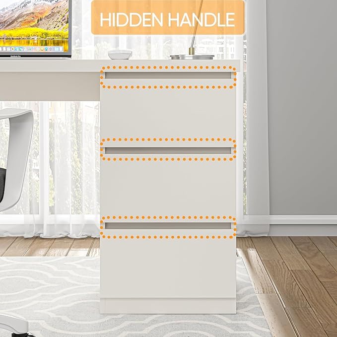 furtble White Desk with Drawers 47'' W Home Office Computer Desk Gaming Table Modern Vanity Desk with Storage Wood Writing Workstation for Bedroom Living Room