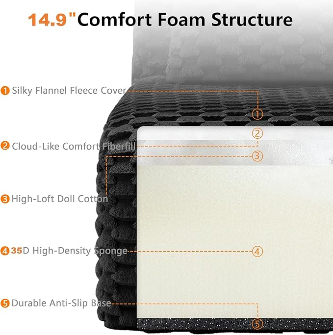 96 Boneless Cloud Modular Sectional Sofa – L-Shape Corduroy CouchDeep Seating Comfort No Assembly Ideal for Apartments &amp Small Living Rooms (Dark GrayLeft Facing)