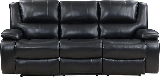 Coaster Home Furnishings - Camila - Fabric - Upholstered Motion Reclining Sofa with Pillow Armrests Channel Tufted Cushions and Wall-Hugger Design - Living Room - 30-Inch - Black - 610244