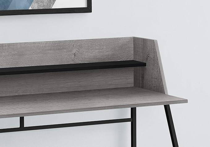 Computer Desk Home Office Laptop Storage Shelves 48 l Work Grey Laminate Black Metal Contemporary Modern IS582