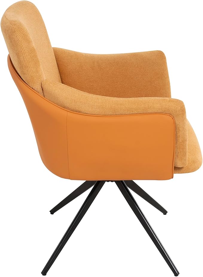 KEIKI 360° Swivel Home Office Desk Chairs Set of 2Modern Dining Chairs with Arm Upholstered Bedroom Chairs with Metal BaseMakeup Chair for Vanity Living Room Bedroom Orange