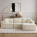 110”Modular Sectional SofaCloud Boneless Couch with Deep SeatModern Modular L-Shape Sofa Couch with 0ttomanUpholstered Couches for Living Room Bedroom (Beige)