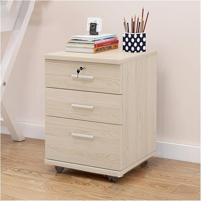 Filing Cabinet Mobile Storage Cabinet 3-Drawer White Color File Cabinet Storage(Color:B)