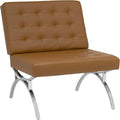 Newel Modern Accent Chair in Blended Leather Chrome/Caramel