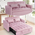 3 in 1 Convertible Sleeper Sofa Futon BedModern Velvet Pull Out Couch Bed with Reclining Backrest&amp2 Pillows54 Full Size Small Love Seat Lounge Couches for Small SpacesLiving Room (Pink)