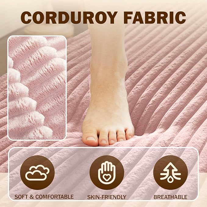Modern 2-in-1 Convertible Sofa Bed 78 Full Size Corduroy Floor Sofa with 2 Pillows Folding Mattress Sleeper for Living Room &amp Guest Room No Assembly Required