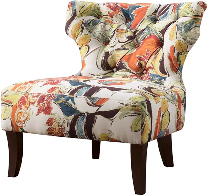 Modern Chic Erika Accent Chair with Button Tuft &amp Solid Wood Legs for Living Room Decor