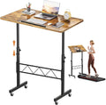 COMHOMA Small Standing Desk Adjustable Height &amp Tiltable Tabletop Mobile Stand Up Desk for Laptop Portable Computer Table for Home Office Work and Walking Pad Treadmill Height 30.7-46.4 Brow