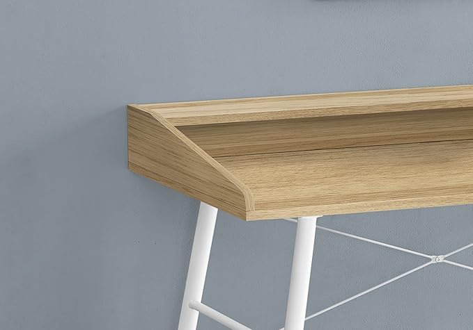 Computer Desk Home Office Laptop Storage Shelves 48 l Work Natural Laminate White Metal Contemporary Modern