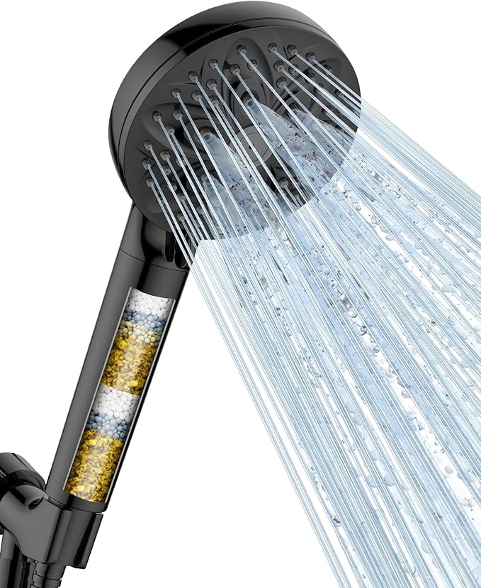 6-Setting Filtered Handheld Shower Head JDO High Pressure Shower Head with Replaceable Filter Cartridge 4.7 Inch Detachable Showerhead for Chlorine Hard Water Removal 59 Inch Stainless Steel Hose