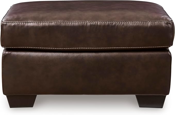 Signature Design by Ashley Santorine Classic Leather Match Rectangular Ottoman for Living Room Dark Brown