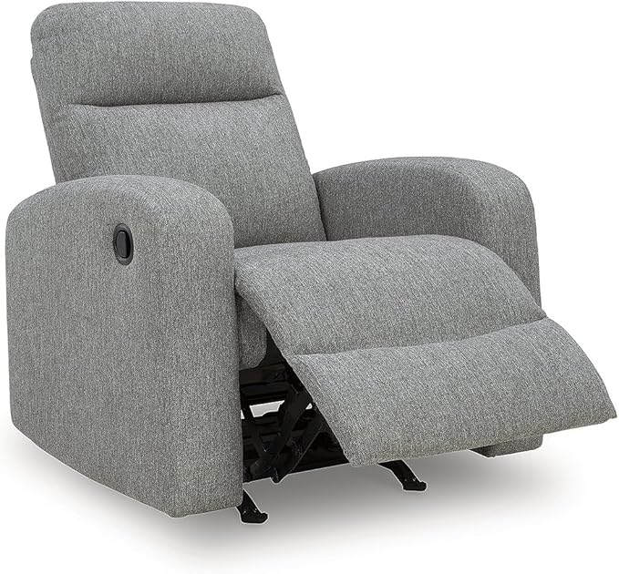 Signature Design by Ashley Carrigan Lane Modern Pull Tab Rocking Recliner Light Gray