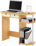 Furinno GO GREEN Desk 31.5 Wide Gaming Desk with 2 Side Shelves and Storage Bins Computer Desk Office Desk for Home Office Study Room Dorm Bedroom Beech