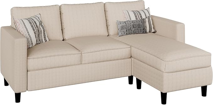 Walsunny 73 Sectional Sofa Couches 3 Seat L Shaped Couch with Ottoman Modern Small Sectional Couches for Small Space Apartment Office Khaki