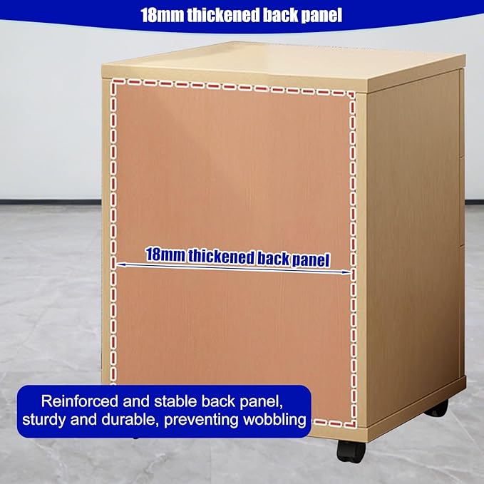 3-Drawer File Cabinet Mobile Filing Cabinet with Lock Under Desk File Organizer for Home Office Fits Letter/Legal/A4 Files Under Desk Fully Assembled Except Casters(Black+White)