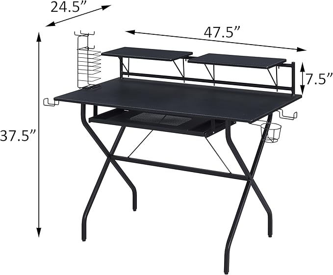 Home Office Desk Black Computer Desk with Keyboard Tray