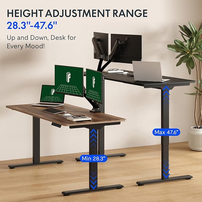 FLEXISPOT 71x32 Large Dual Motor Electric Standing Desk Black Walnut - 198 LBS Heavy-Duty Capacity Ideal for Home Office Creative Studio or Multi-Monitor Setup