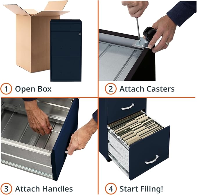 LYS SOHO Box/File/File Mobile Navy File Cabinet 3 Drawer