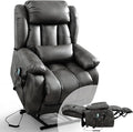 Infinite Position Lay Flat Lift Recliner Chair for Adults Dual Motor Power Lift Chair for Elderly with Massage &amp Heating USB Ports Remote Control &amp Lumbar Pillow Leather (Silver Grey)
