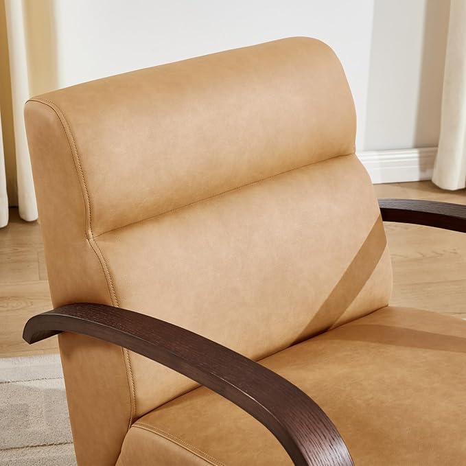 Swivel Accent Living Room Chairs Set of 2 Upholstered Single Sofa Chair Faux Leather Armchair with Solid Metal Base Comfy Reading Side Chair for Bedroom Home Office Corner Brown PU