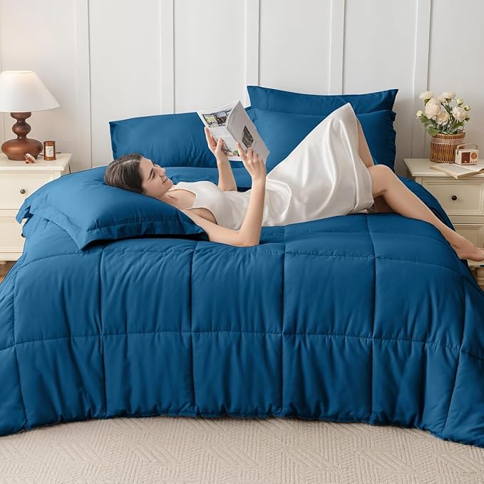JOLLYVOGUE Twin Comforter Set Ultra-Soft Bed in a Bag Twin Size 5 Pieces Oeko-TEX Certified Bedding Set with Down Alternative Comforter Sheets Pillowcases &amp Shams Teal