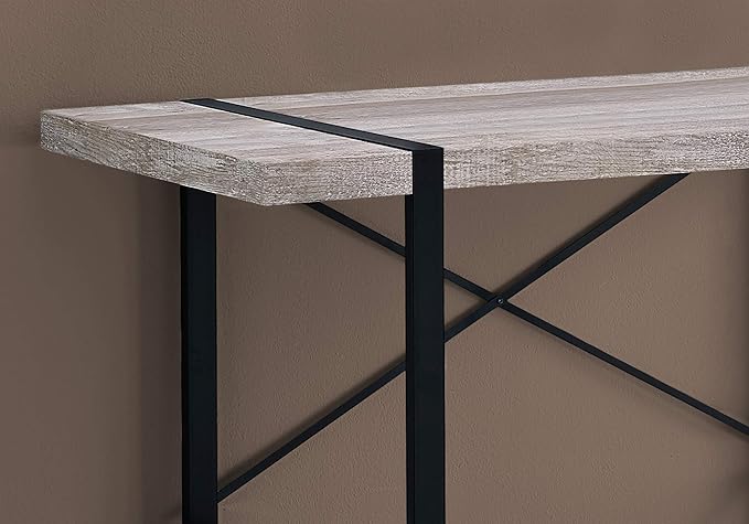 Monarch Specialties Laptop Table for Home &amp Office-Study Computer Desk-Industrial Style-Metal Legs 48 L Taupe Reclaimed