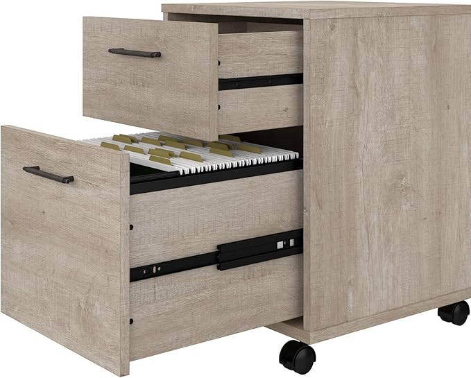 Bush Home Key West 2 Drawer Mobile File Cabinet Rolling File Cabinet for Home Office
