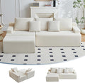 Boneless Couch L Shaped Cloud Couches for Living Room Comfy Fluffy Modular Sectional Sofa Deep Seat Memory Foam Lounger with Left Facing Chaise Free Combination Beige