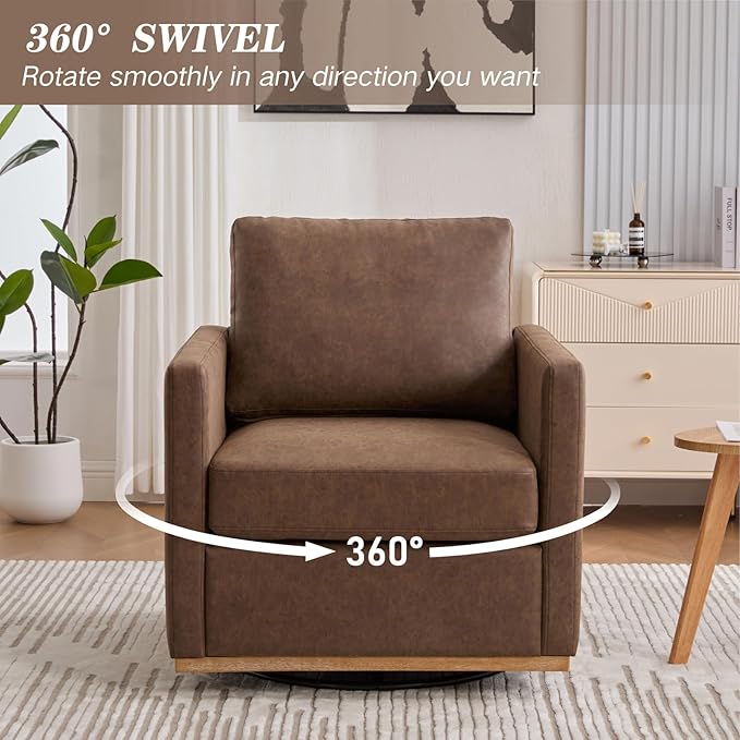Mlmh &amp Kngwa 30.7 Swivel Accent Chairs Set of 2 Upholstered Accent Chair Modern Faux Leather Swivel Chair for Living Room Bedroom Coffee