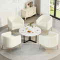 Velvet Barrel Chair Modern Accent Chair Set of 4 with Metal Sturdy Legs Club Chair Comfy Armchair Modern Tub Chair for for Living Room Bedroom Waiting Room White