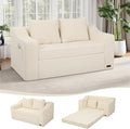 MeMoreCool Convertible Sofa Bed Pull Out Loveseat Sofa Sleeper Couch for Bedroom Living Room Lounge 2 in 1 Small Couch Bed with Pillow Foldable Love Seat Futon Corduroy Beige