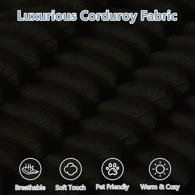 70.87 Loveseat Sofa Comfy Deep Seat Modern Small Corduroy Couch for Living Room Bedroom Apartment Home Office No Assembly Black