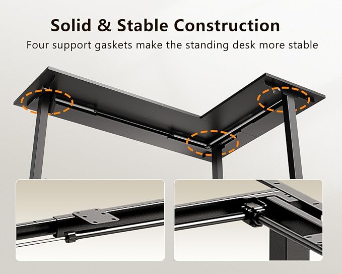 Casaottima 71 Inch Reversible Electric L Shaped Standing Desk Height Adjustable Corner Stand up Desk Ergonomic Large Lift Table for Home Office Workstation Reception Room Black